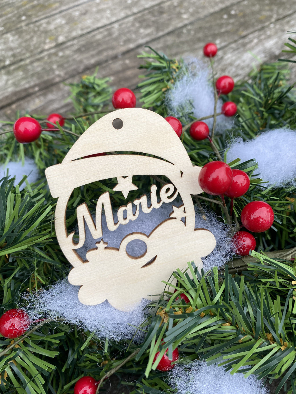 grappige kerstbal met naam front view