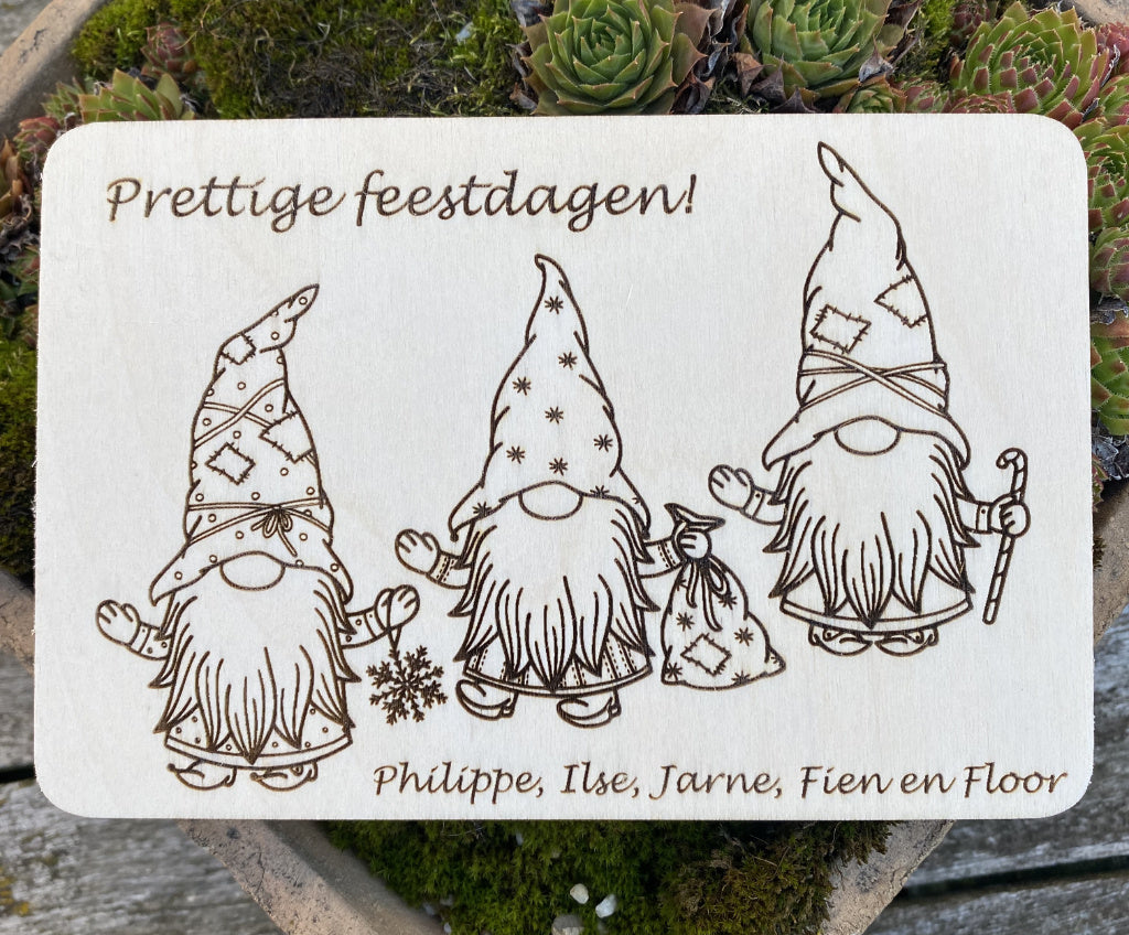gepersonaliseerde houten kerstkaarten detail