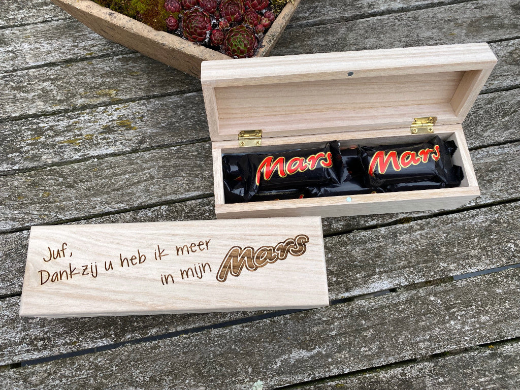 Kistje einde schooljaar met choco confituur of mars lifestyle