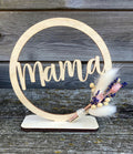 naamcirkel mama oma meter met droogbloemen front view
