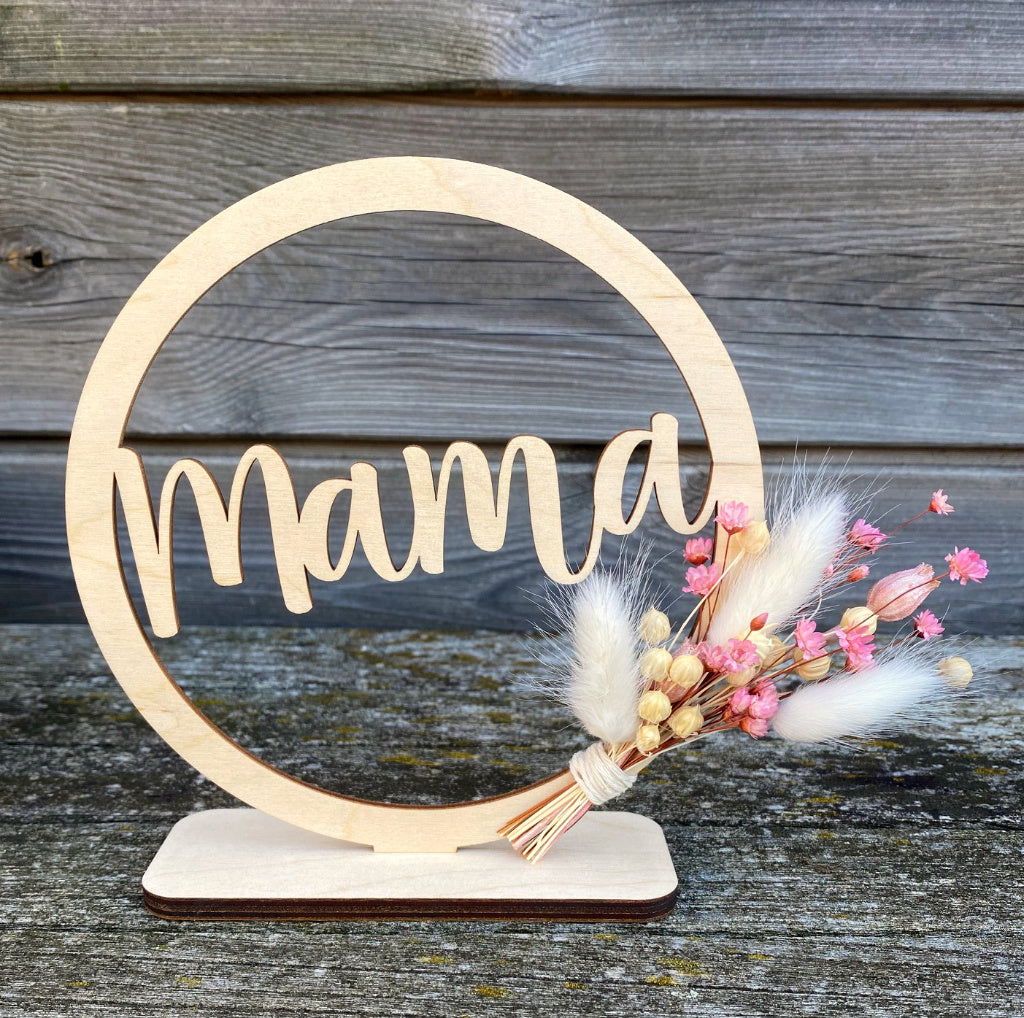 naamcirkel mama oma meter met droogbloemen lifestyle
