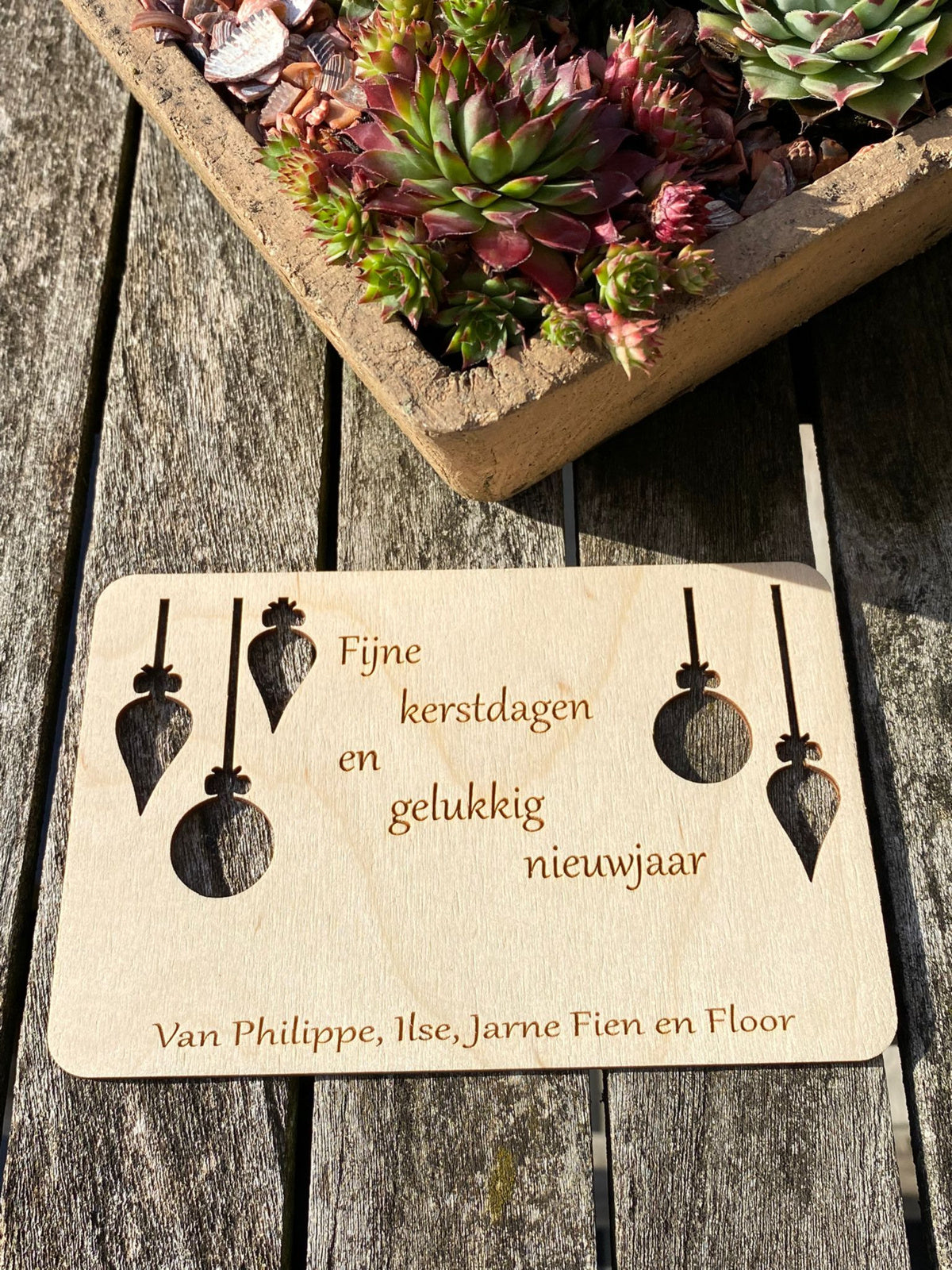 gepersonaliseerde houten kerstkaarten