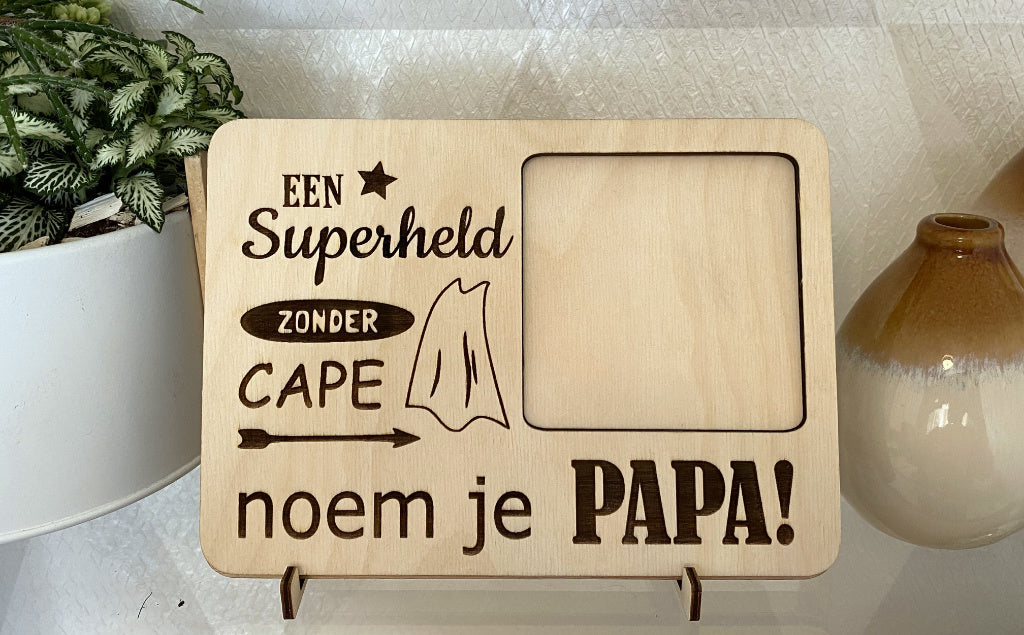 Houten gegraveerde fotokader papavaderdag lifestyle