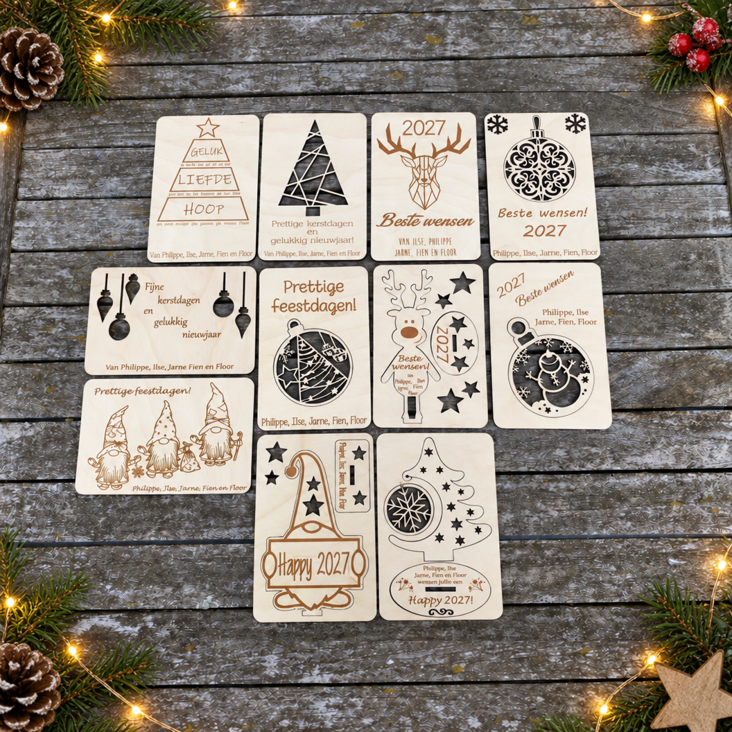 gepersonaliseerde houten kerstkaarten