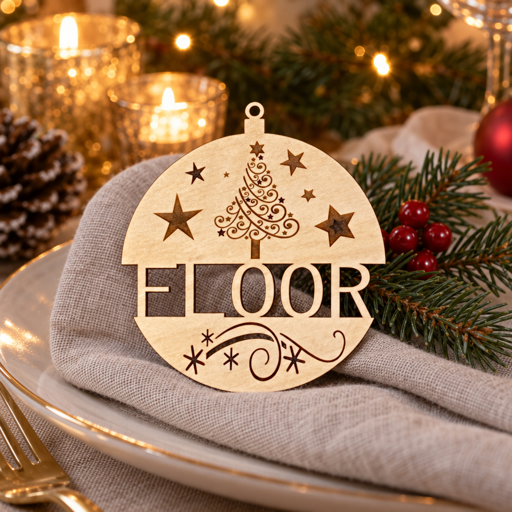 gepersonaliseerde kerstbal in hout