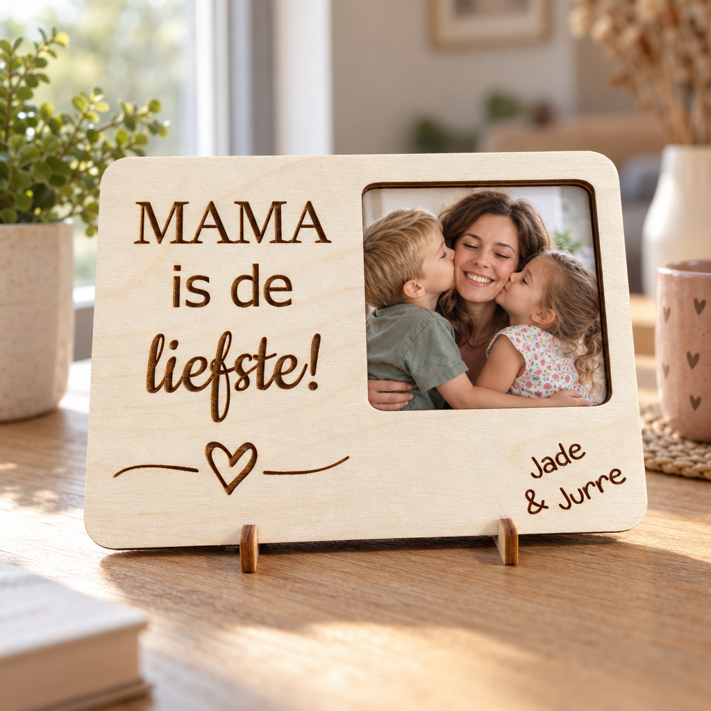 Houten gegraveerde fotokader mama/moederdag