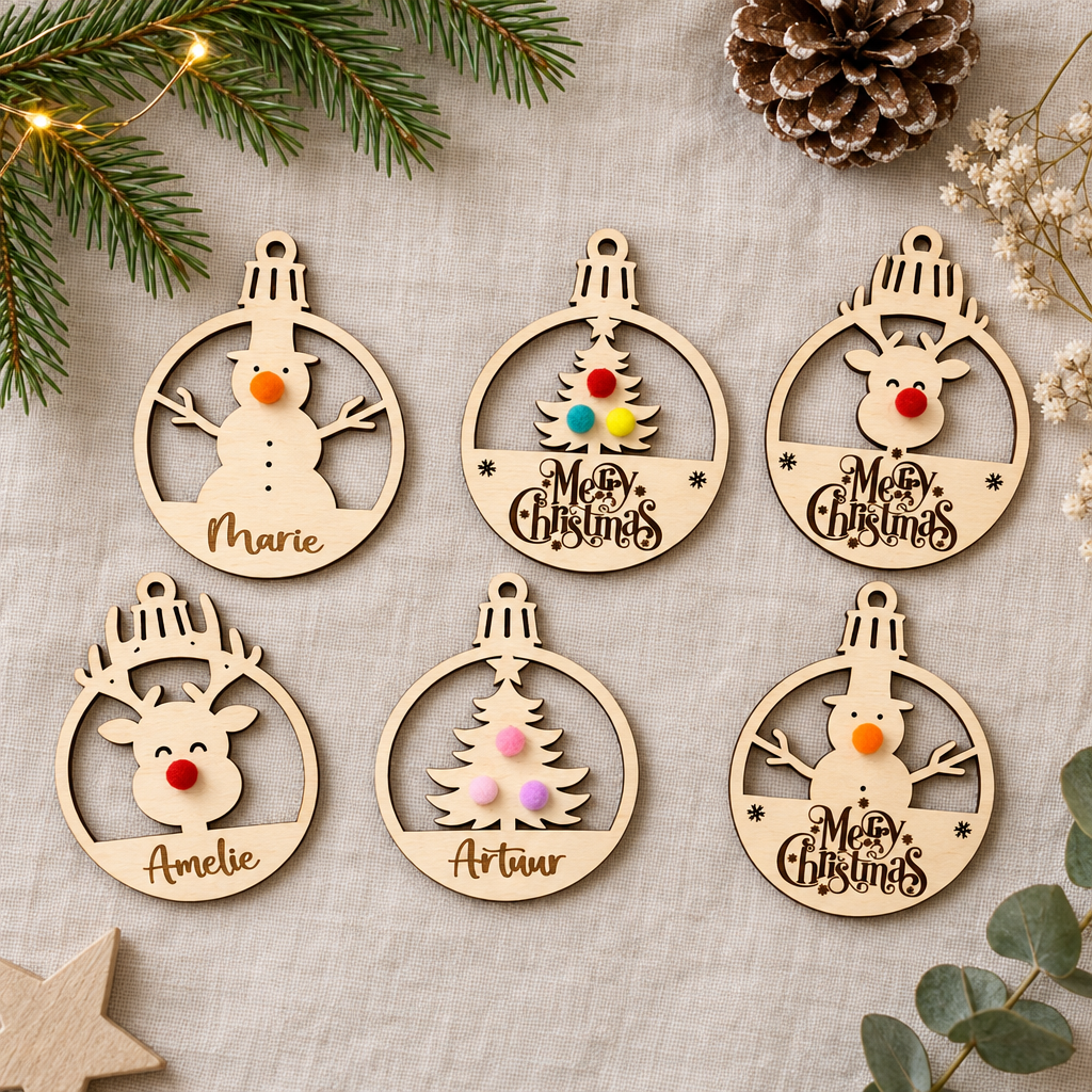 kerstbal met pomponnetjes