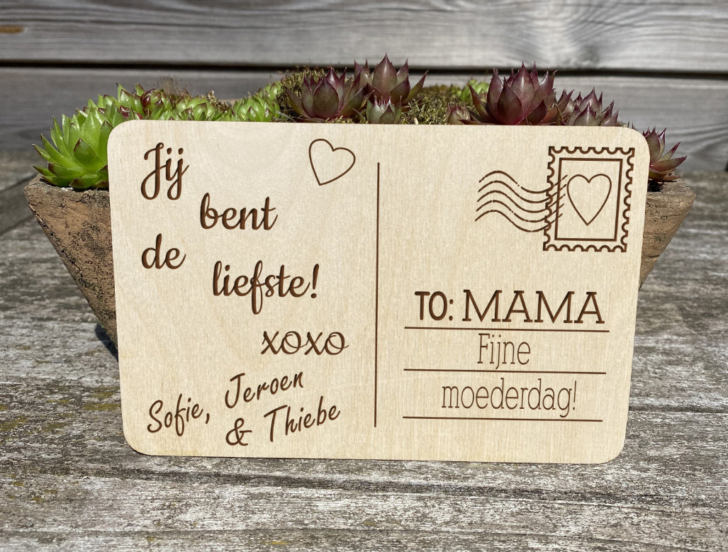 houten wenskaart mamamoederdag lifestyle