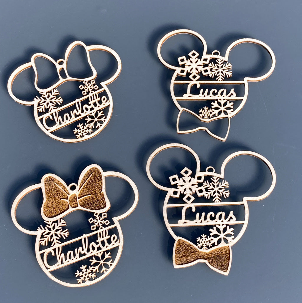 minnie of mickey mouse kerstbal front view