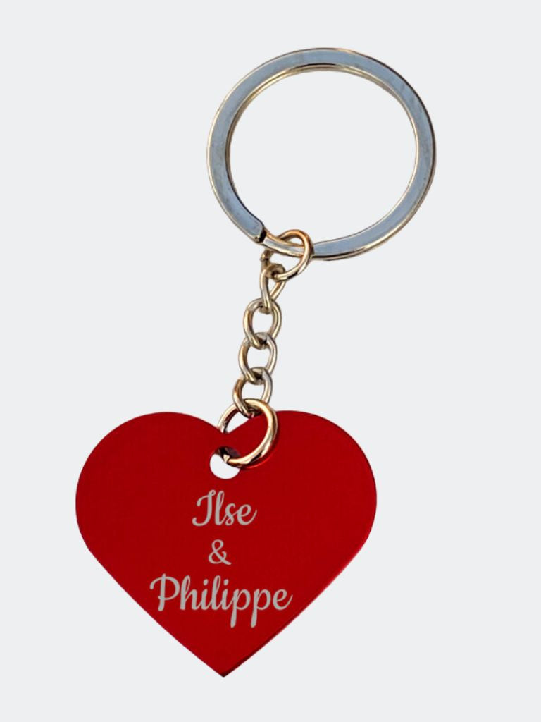 sleutelhanger met rood metalen hartje view 4